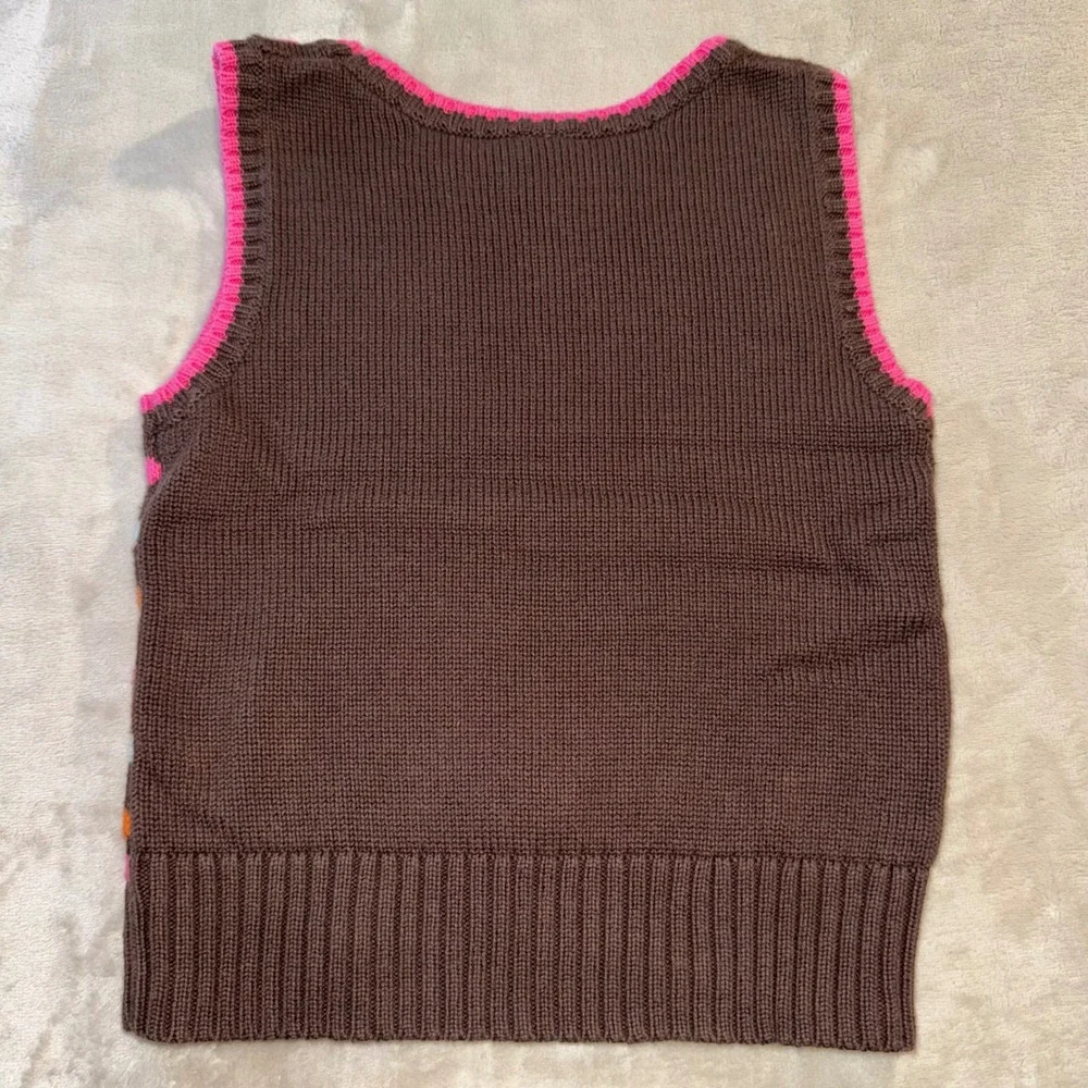 Gymboree Kids Girls Y2K 2007 Polka Dot Sweater Vest Flare Jeans Set Size 7 Brown